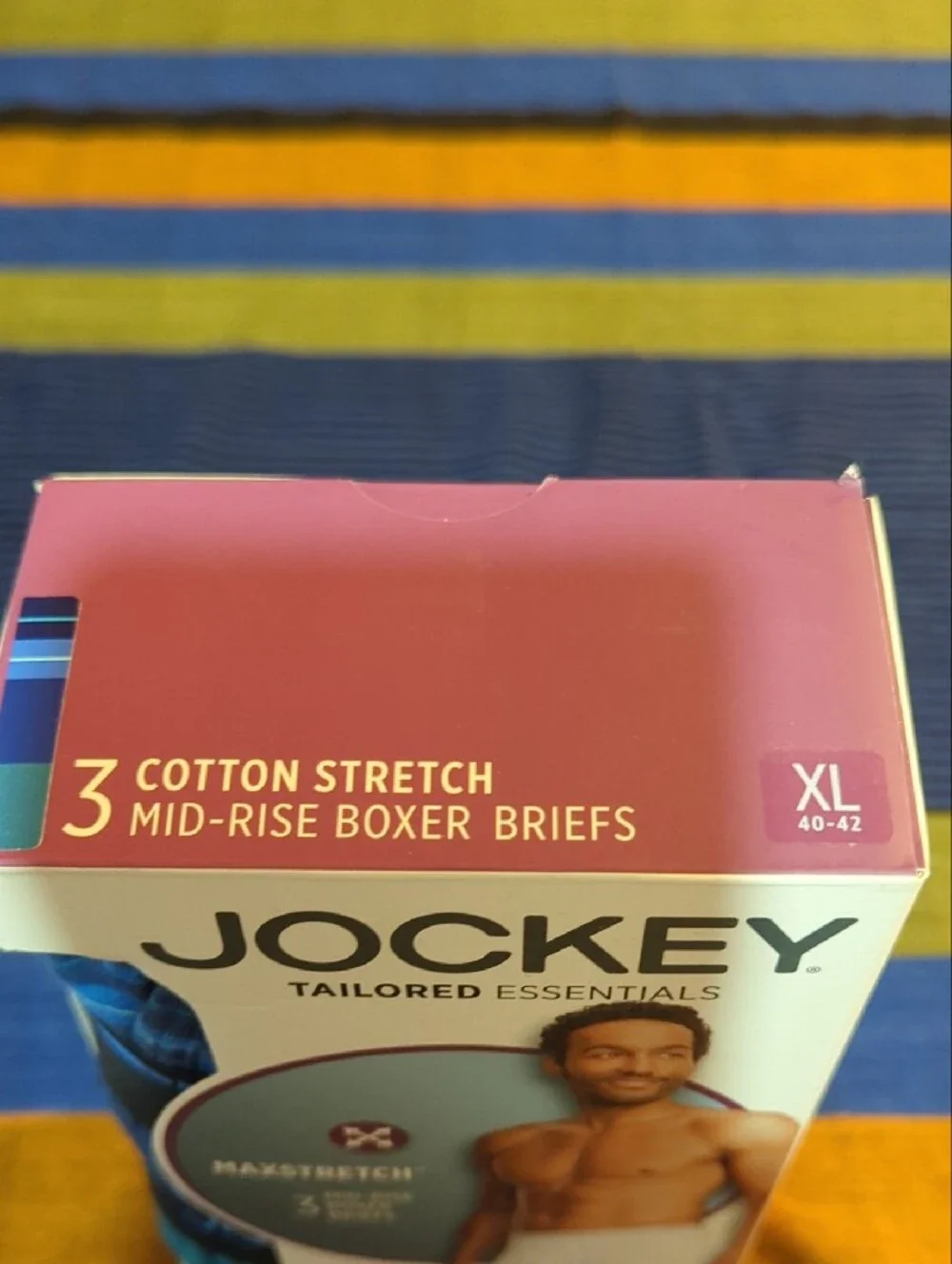 Jockey Men’s MaxStretch Mid-Rise Boxer Briefs XL – Blue & Black (3-Pack)